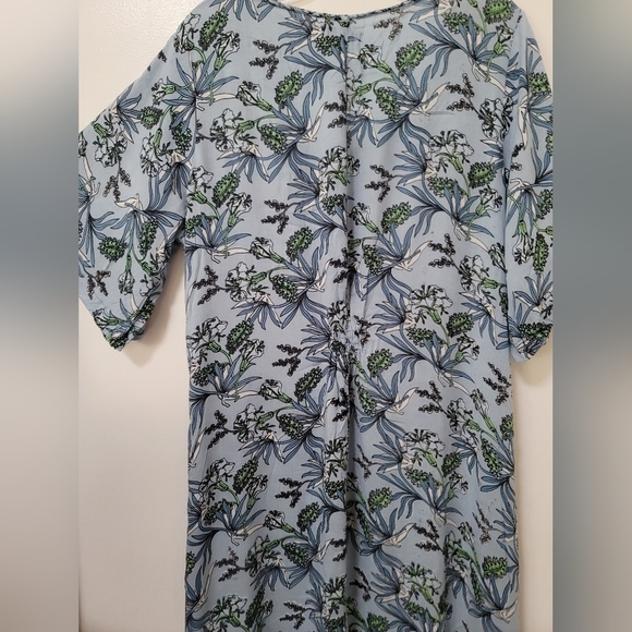 New Tiare Hawaii Blue Maxi Floral Print Short Sleeve Kaftan Maxi Dres Size OS - Picture 13 of 16